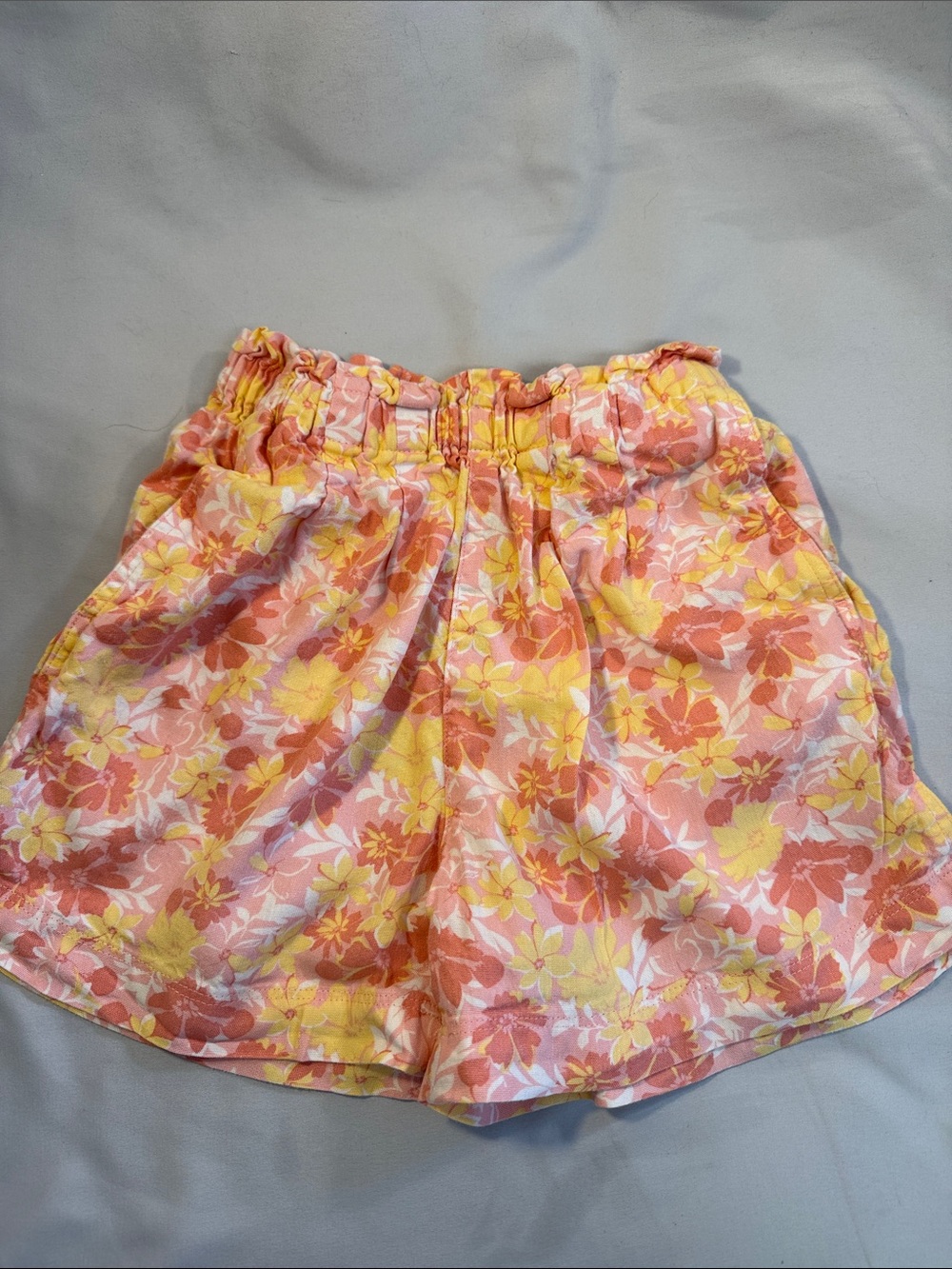 Uniqlo High-Waist Floral Shorts in Pink & Yellow